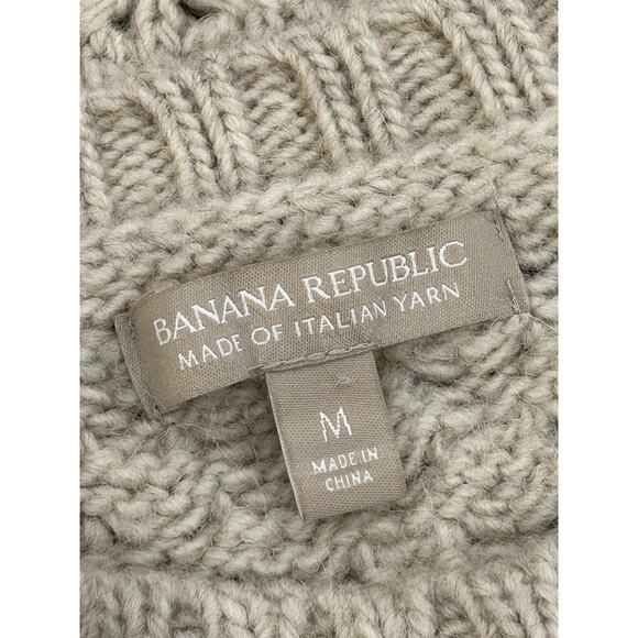 Banana Republic Cable Knit Pullover Sweater Womens M Beige Alpaca & Wool Blend - Picture 6 of 7
